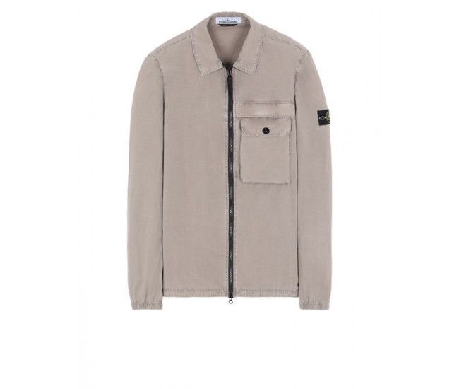 Stone Island 107WN Overshirt In Brushed Cotton Canvas Dove Gray 