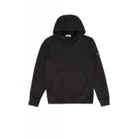 Stone Island 61640 Junior Hooded Sweatshirt In Heavy Cotton Fleece Black