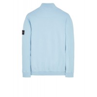 Stone Island 62720 Fall Winter Half Zipper Sweatshirt In Brushed Cotton Fleece Sky Blue