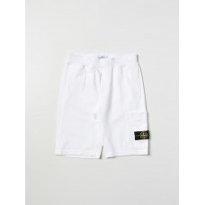 Stone Island 61840 Junior Cargo Bermuda Shorts In Cotton Fleece White