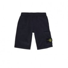 Stone Island 61840 Junior Cargo Bermuda Shorts In Cotton Fleece Black