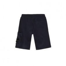 Stone Island 61840 Junior Cargo Bermuda Shorts In Cotton Fleece Black