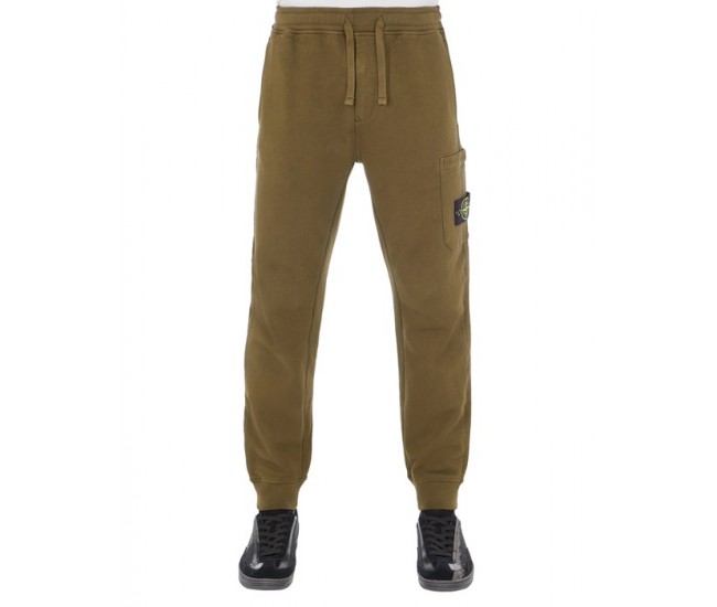 Stone Island 62620 Autumn Winter Cargo Sweatpants In Brushed Cotton Fleece Oliver Green