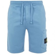 Stone Island 64651 Shorts Dyed Cotton Fleece Avio Blue