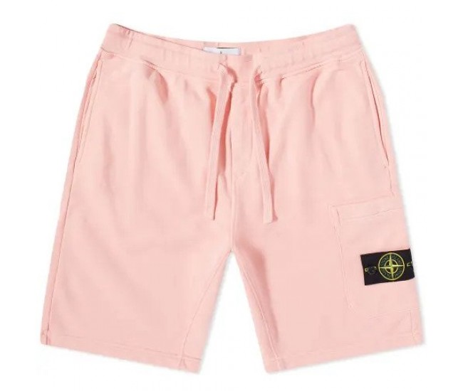 Stone Island 64651 Shorts Dyed Cotton Fleece Pink