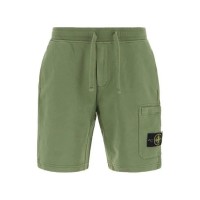 Stone Island 64651 Shorts Dyed Cotton Fleece Sage Green