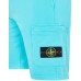Stone Island 64651 Shorts Dyed Cotton Fleece Turquoise