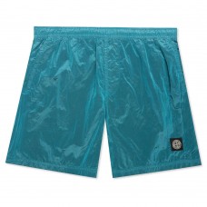 Stone Island B0943 Shorts Iridescent Nylon Metal Fabric Turquoise