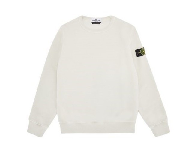 Stone Island 61340 Cotton Junior Crewneck Sweatshirt White