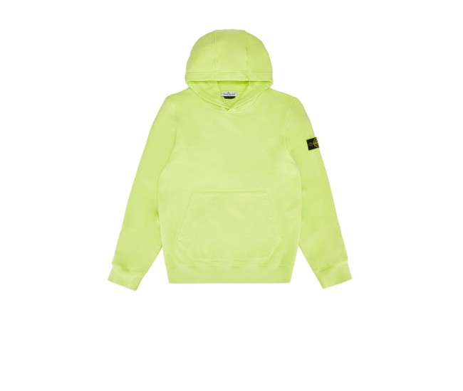 Stone Island 61640 Junior Hooded Sweatshirt In Heavy Cotton Fleece Lemon