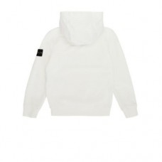 Stone Island 61640 Junior Hooded Sweatshirt In Heavy Cotton Fleece White