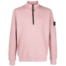Stone Island 61951 Half Zip Sweatshirt In Cotton Fleece Pink