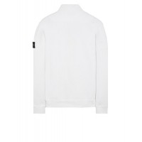 Stone Island 62720 Fall Winter Half Zipper Sweatshirt In Brushed Cotton Fleece White