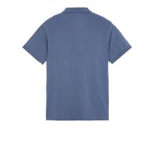 Stone Island 2CS17 Fall Winter Short Sleeve Polo T Shirts In Stretch Avio Blue