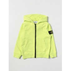Stone Island 60740 Junior Full Zip Hooded Sweatshirt In Cotton Lemon