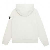 Stone Island 60740 Junior Full Zip Hooded Sweatshirt In Cotton White