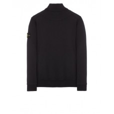 Stone Island 64351 Fall Winter Full Zipper Sweatshirt In Cotton Fleece Black