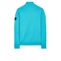 Stone Island 64351 Fall Winter Full Zipper Sweatshirt In Cotton Fleece Turquoise