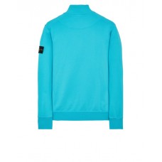 Stone Island 64351 Fall Winter Full Zipper Sweatshirt In Cotton Fleece Turquoise
