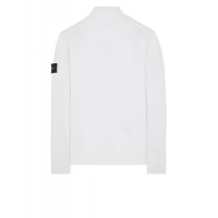 Stone Island 64351 Fall Winter Full Zipper Sweatshirt In Cotton Fleece White