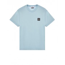 Stone Island 24113 Spring Summer Short Sleeve Shirt In Cotton Sky Blue