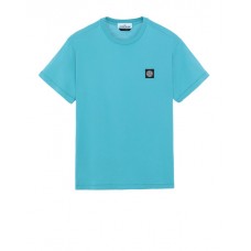 Stone Island 24113 Spring Summer Short Sleeve Shirt In Cotton Turquoise