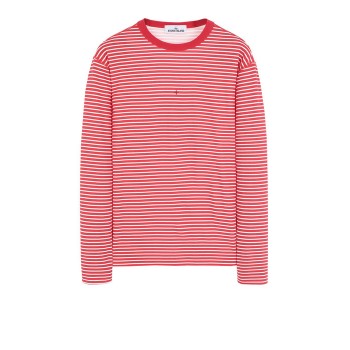 Stone Island 244X9 Long Sleeve T Shirt In Cotton Jersey Coral