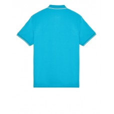 Stone Island 2CS17 Fall Winter Short Sleeve Polo T Shirts In Stretch Turquoise