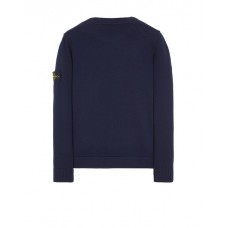 Stone Island 550D8 Sweater In Ribbed Soft Cotton Dark Blue